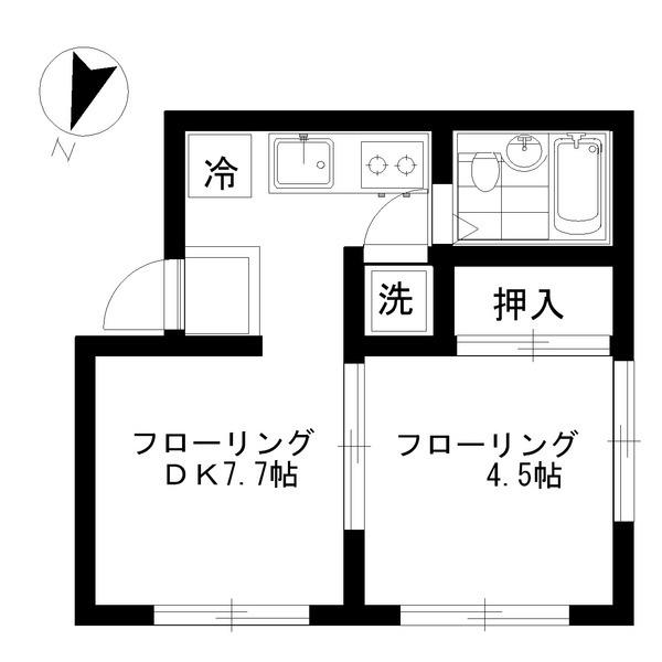 吉崎ビル(1DK/2階)の間取り写真