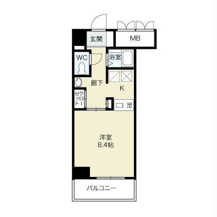 グランドハイツ末広311(1K/12階)の間取り写真