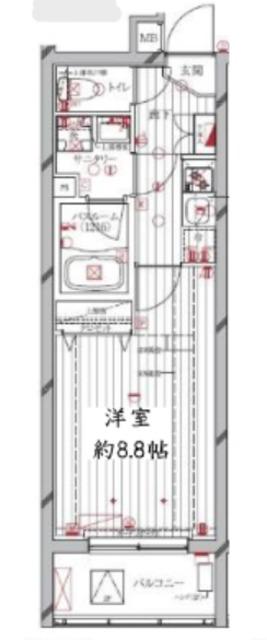 レガリス洗足池(1K/3階)の間取り写真