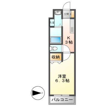 フレンドリー五反田(1K/2階)の間取り写真