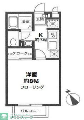 サン・オオハラF棟(1K/1階)の間取り写真