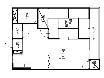 高山ハイツNO.2(1LDK/2階)の間取り写真