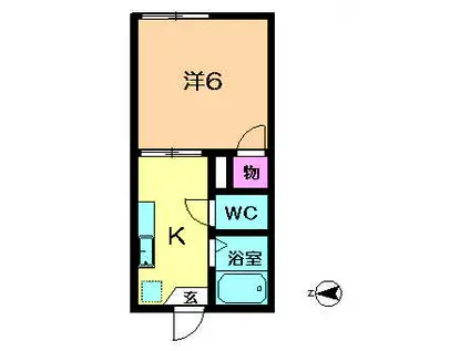 ヒルック(1K/1階)の間取り写真