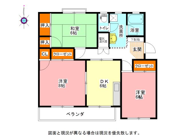 JR鳴門線 鳴門駅 徒歩13分 4階建 築38年(3DK/2階)の間取り写真