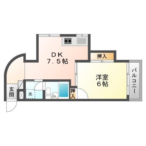 ホクリククレステート和倉(1DK/3階)の間取り写真
