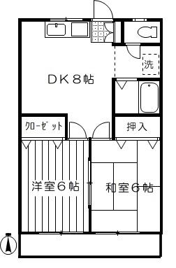 レークヒル原田(2DK/2階)の間取り写真