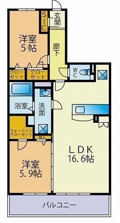 ブレナム博多(2LDK/2階)の間取り写真