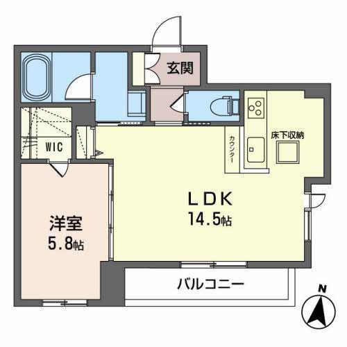 コンフォール木町(1LDK/1階)の間取り写真