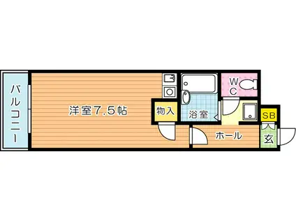 オリエンタル折尾(ワンルーム/8階)の間取り写真