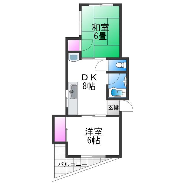 ピュアコート清風(2DK/3階)の間取り写真
