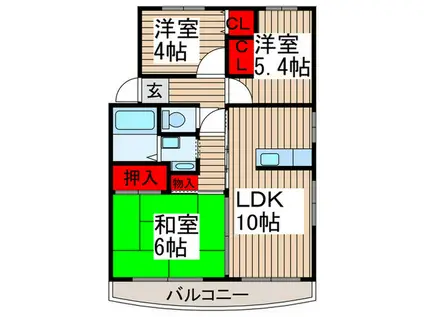 エータイマンション(3LDK/2階)の間取り写真