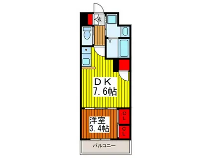 アクシーズタワー川口VIII(1DK/8階)の間取り写真
