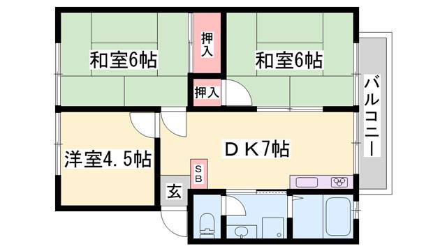 グリーンハイツ田寺(3DK/2階)の間取り写真