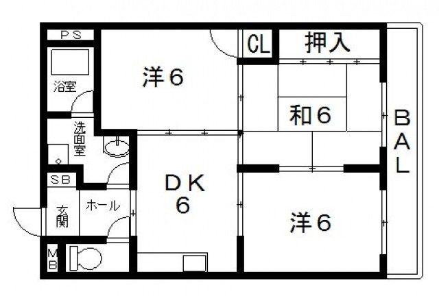 サンライト青山(3DK/2階)の間取り写真