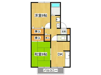 ガーデンコーポ(2DK/1階)の間取り写真