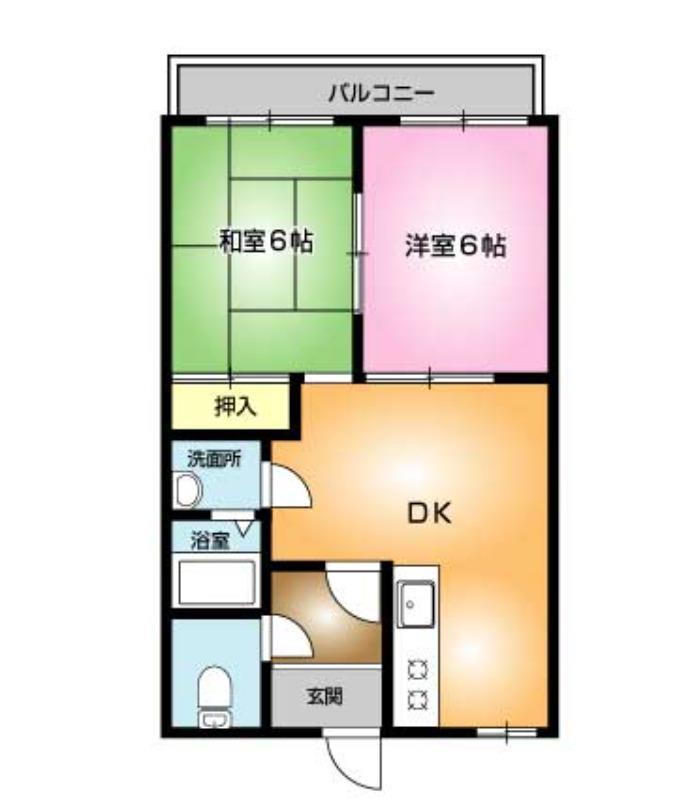 ロングライフレジデンス(2DK/2階)の間取り写真