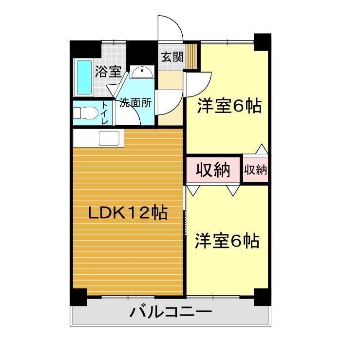 ガーデンコート井堀(2LDK/4階)の間取り写真