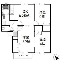 パークサイドハイツ(3DK/2階)の間取り写真