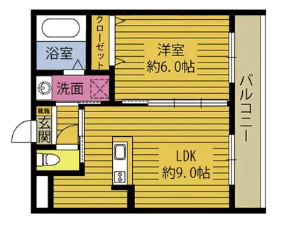グリーンビル日岡(1DK/4階)の間取り写真