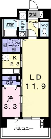 クレール姫路(1LDK/8階)の間取り写真