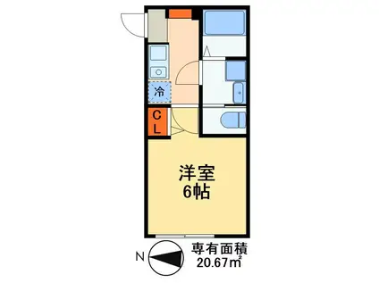 プレリオ鎌ヶ谷(1K/2階)の間取り写真