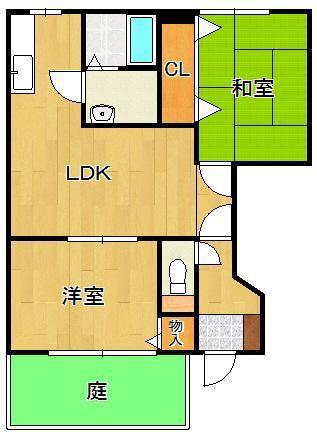 メゾンボーC(2LDK/1階)の間取り写真
