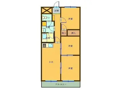 パークサイド鈴鹿(3DK/3階)の間取り写真