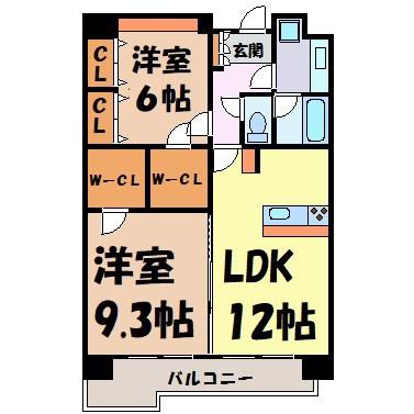 C.P.PURE1608(2LDK/10階)の間取り写真