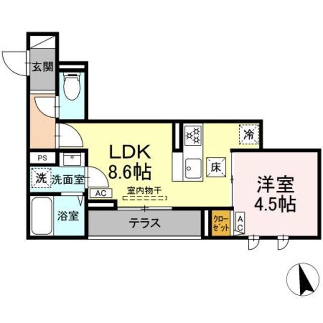 セレスティア八広(1LDK/1階)の間取り写真