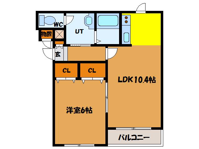 ジェルメ大手町2号棟(1LDK/3階)の間取り写真