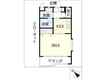 ステーションベアー(1K/3階)の間取り写真