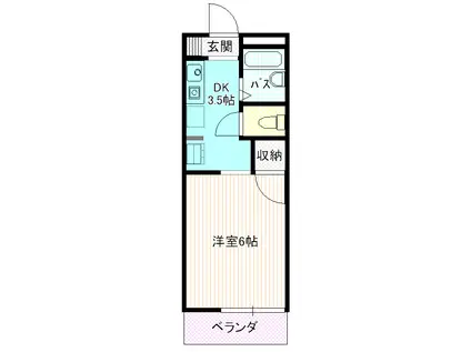 ハイツサザンクロスII(1K/1階)の間取り写真