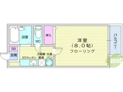 NOBLEPARK(1K/1階)の間取り写真