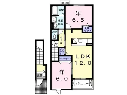 レフレールII(2LDK/2階)の間取り写真