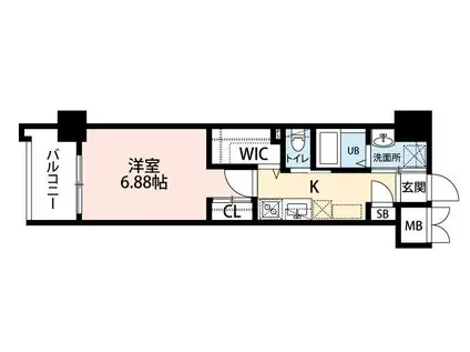 ウィングス到津の森(1K/15階)の間取り写真