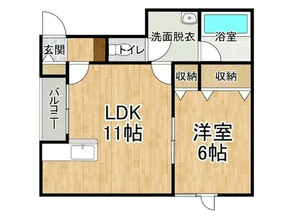 はまなすI(1LDK/2階)の間取り写真
