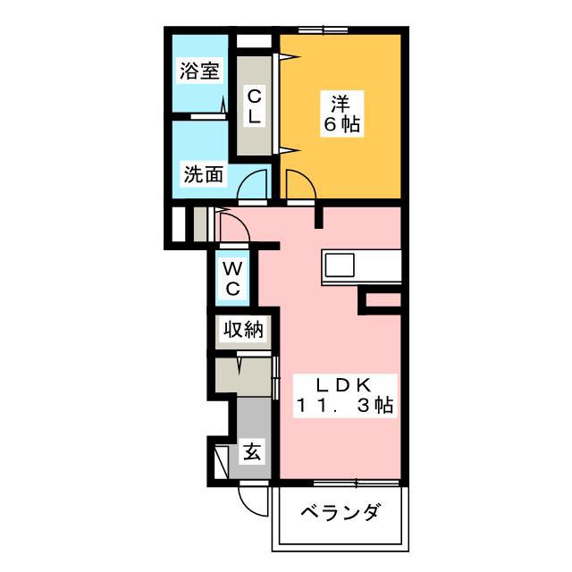 プリムローズK・I(1LDK/1階)の間取り写真