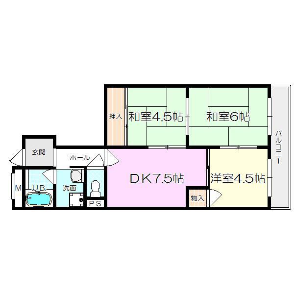 サンロイヤル塚口(3DK/2階)の間取り写真