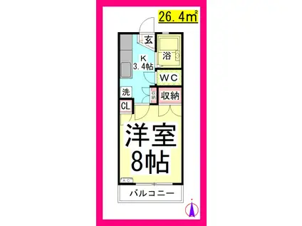 湘南カヤマコーポ(1K/1階)の間取り写真