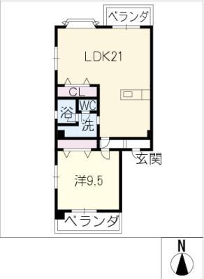 パールハイツトヨダ(1LDK/4階)の間取り写真