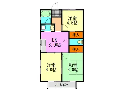 スカイハイツA(3DK/2階)の間取り写真
