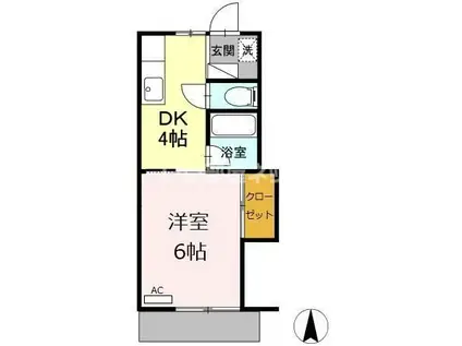 シュロス A(1DK/1階)の間取り写真