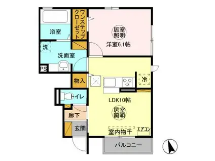 グランディールII(1LDK/1階)の間取り写真