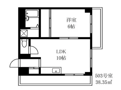 中村ビル(1LDK/5階)の間取り写真