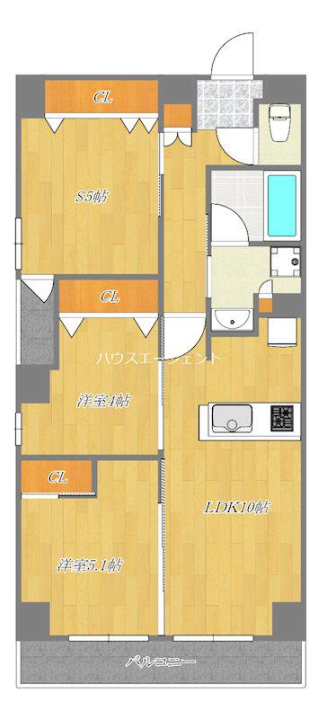 コルザKII(2SLDK/3階)の間取り写真