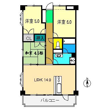 グランディ(3LDK/2階)の間取り写真
