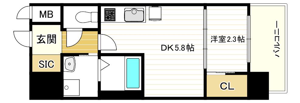 セレニテ南堀江エクラ(1DK/5階)の間取り写真