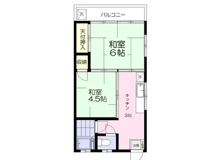 ハイム中川(2K/2階)の間取り写真