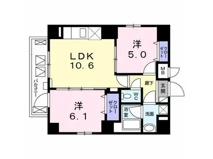 TR白金(2LDK/7階)の間取り写真