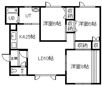 はせ102マンション(3LDK/1階)の間取り写真
